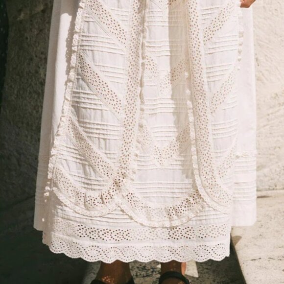 Christy Dawn The Sulien Skirt in Pearl Ivory Lace Eyelet Maxi - Picture 4 of 13